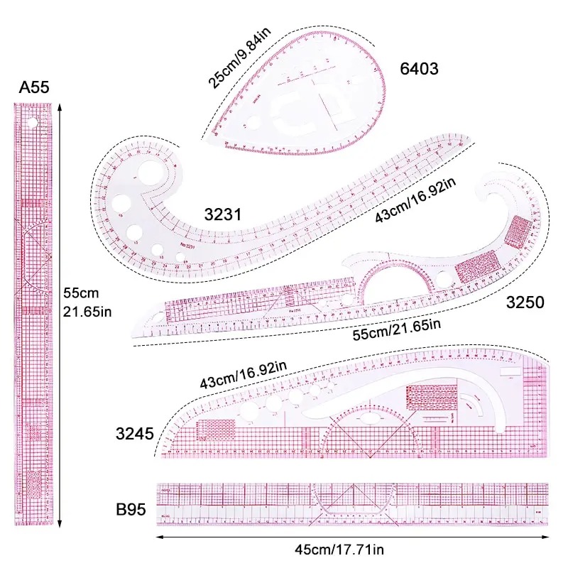 6PCS 프랑스어 곡선 눈금자 소프트 패치 워크 눈금자 - Sewing Gauge Ruler 리뷰 및 가격